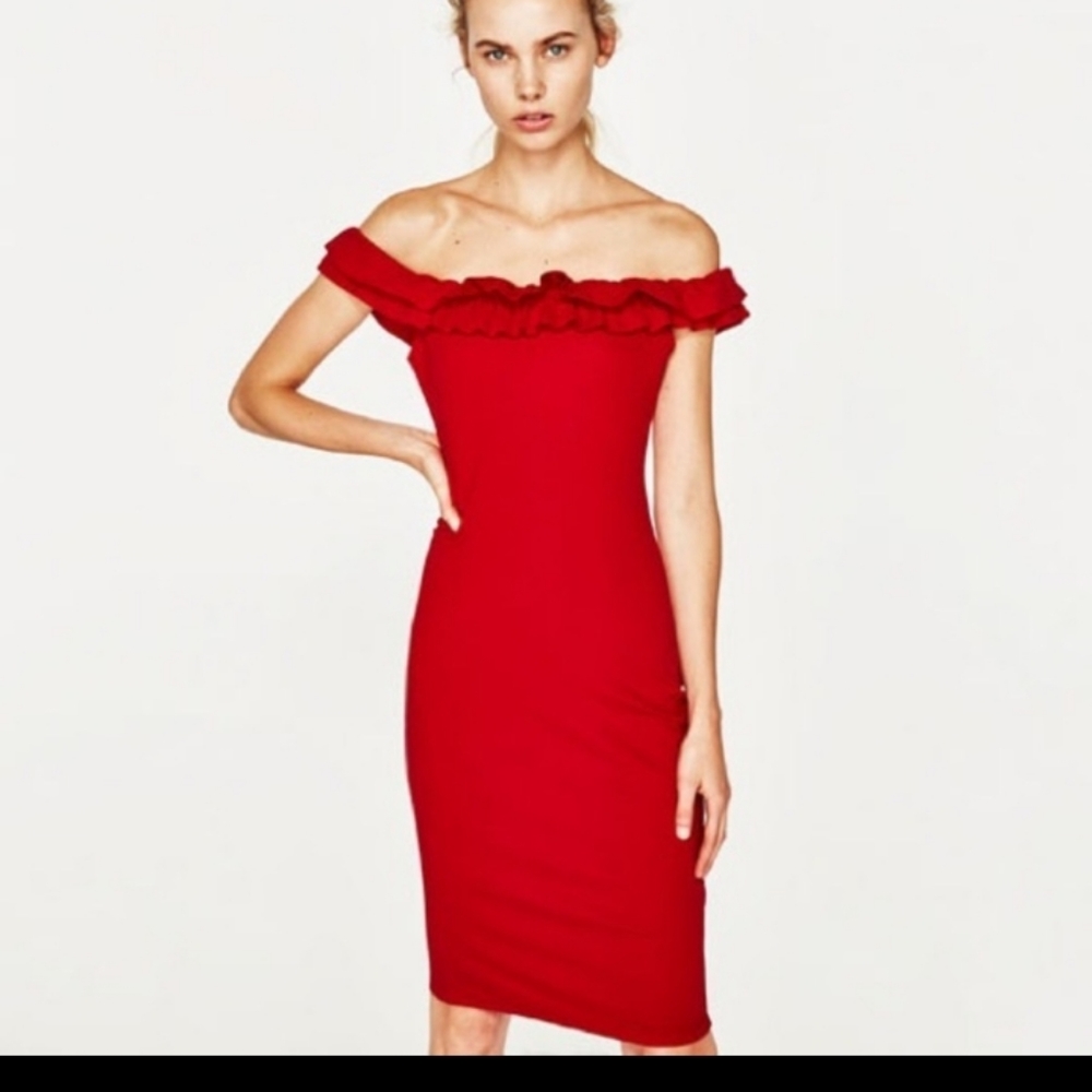 New Zara Trafaluc off shoulder cocktail dress
